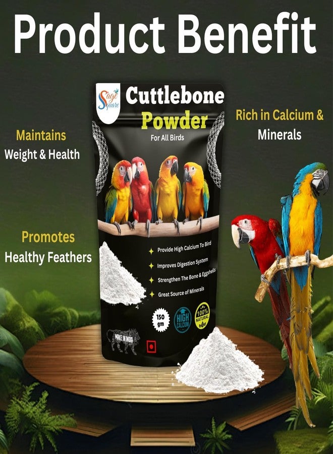 سايج سكوير مسحوق عظم الحبار المربع من سيج للطيور والببغاوات | مكمل كالسيوم لمنقار وعظام وقشرة بيض قوية | عظم حبار مطحون للعصافير، والببغاوات الأسترالية، والكوكاتيل، وطيور الحب، والببغاوات الرمادية الأفريقية | 150 غرام - Image 3